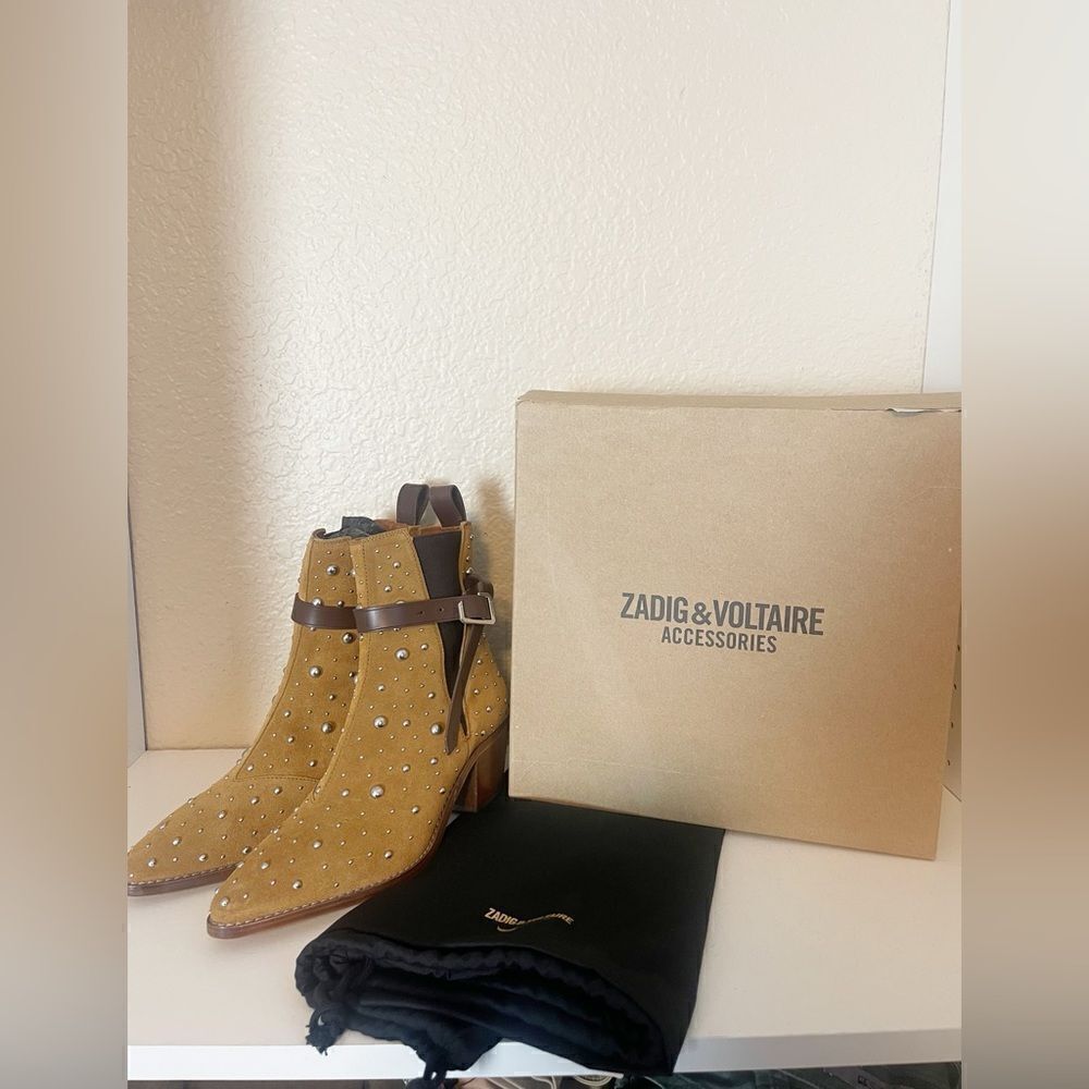 Zadig & Voltaire pointed toe boot Tyler Cecilia Dream Studded Suede. 39/8 New - Picture 9 of 16